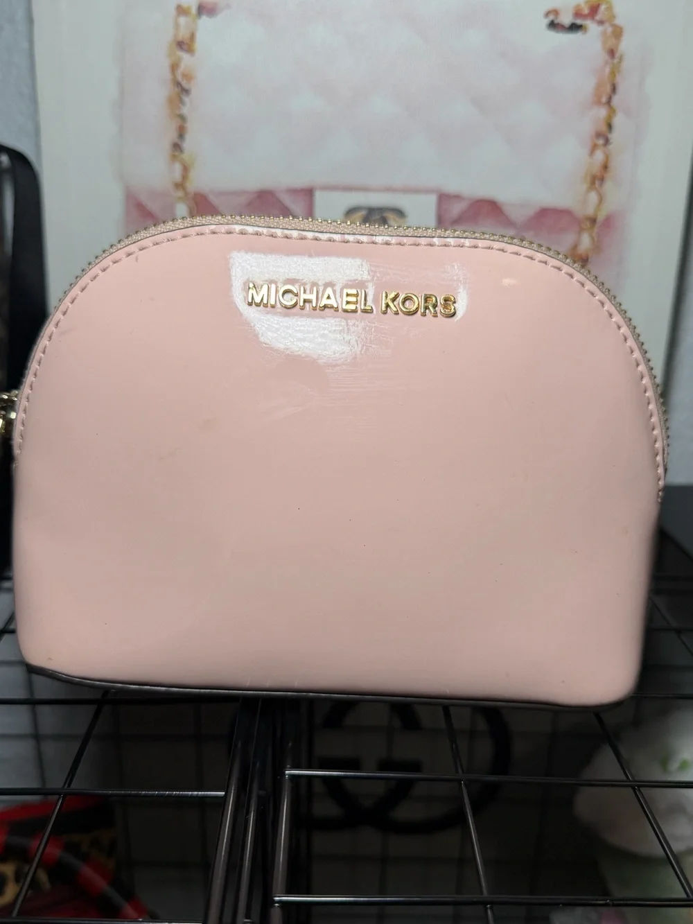 Michael Kors Blush Pink Patent Leather Cosmetic Pouch 💕✨